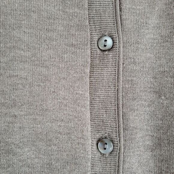 BANANA REPUBLIC Cardigan Button Down Silk Cotton Blend Green Grey Sz M Flawed - Picture 5 of 13